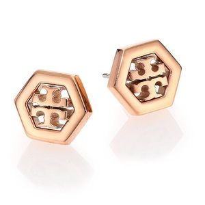 Rose Gold Tory Burch Logo Earrings